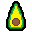 Picture of an avocado in 8bit style.