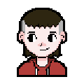 Avatar of Susana, simulating 8bit style. A person with a mullet and brown hair, wearing a red hoodie.